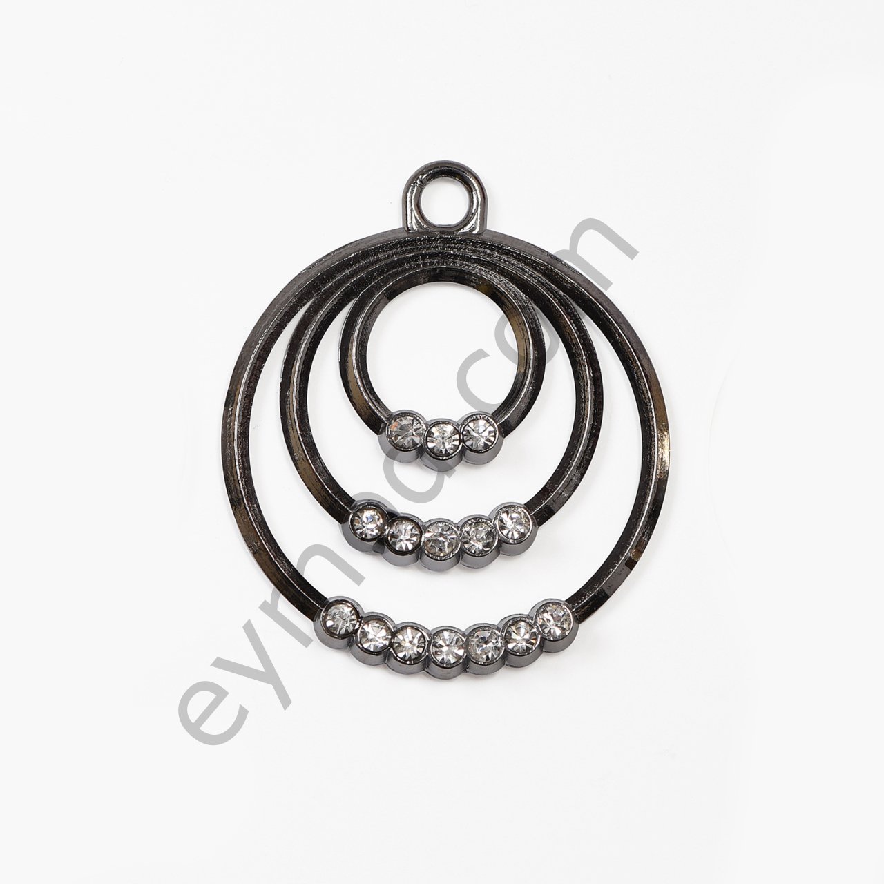 15 Taşlı İç İçe Halka Elcik BLACK NİKEL