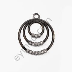 15 Taşlı İç İçe Halka Elcik BLACK NİKEL