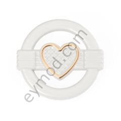 Kalp Desenlı YuvarlakDüğme BEYAZ - DÜĞME BOYU 24L (~15 mm)