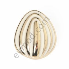 Mineli Deniz Kabuğu Düğme GOLD + WHITE MİNE - KÜÇÜK BOY