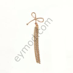 Taş Sallantılı Fiyonk Broş GOLD