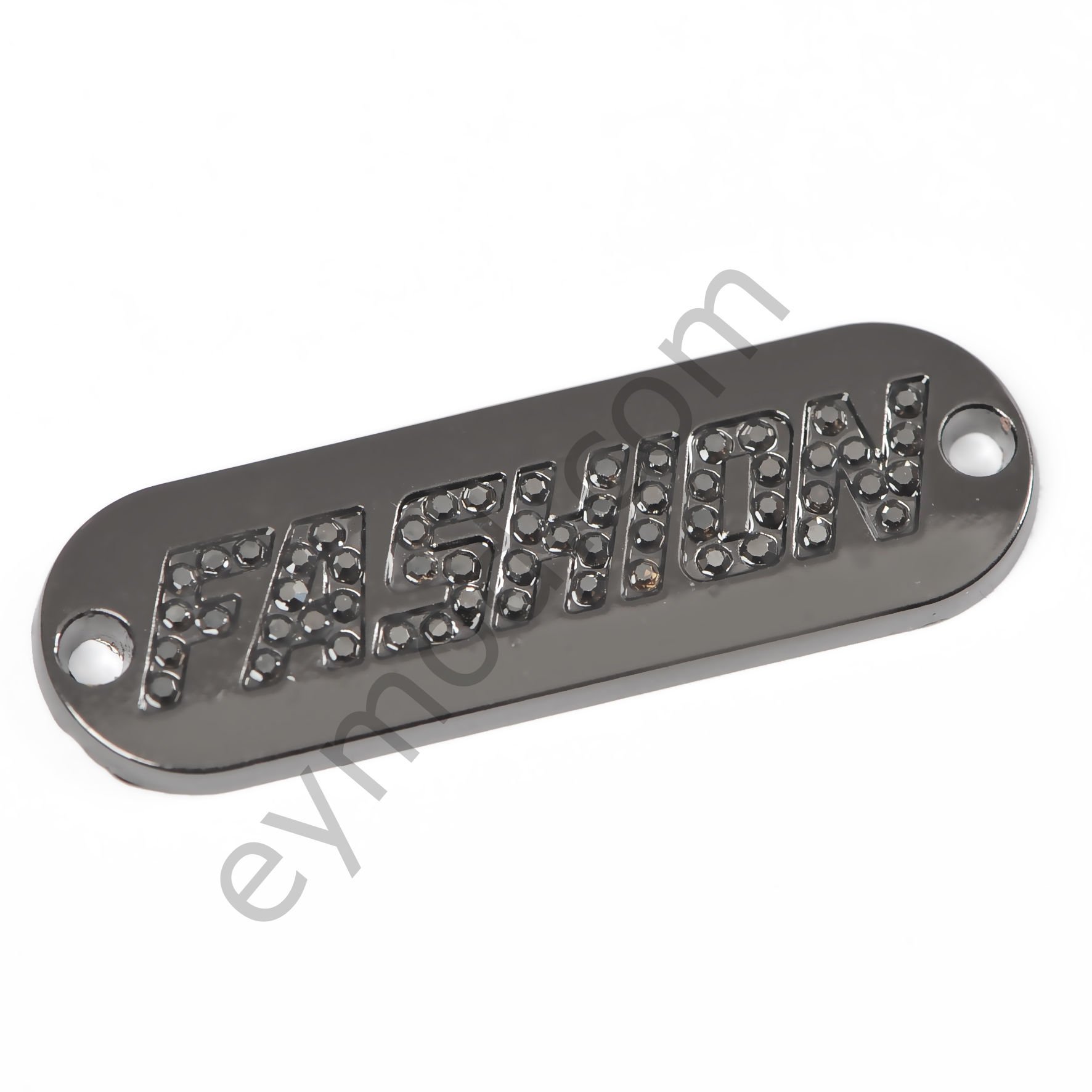 55 Taşlı Fashion Yazılı Dikme Aksesuar BLACK NİKEL