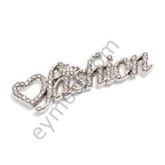 75 Taşlı Kalpli Fashion Yazılı Dikme Aksesuar NİKEL