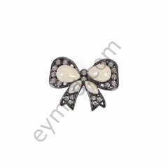 Dört Taşlı Fiyonk Broş BLACK NİKEL