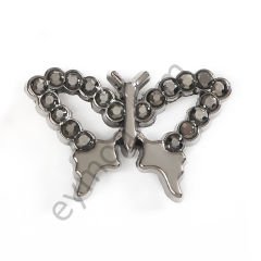 20 Taşlı Kelebek Dikme Aksesuar BLACK NİKEL
