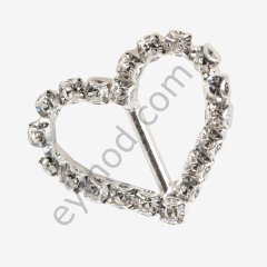 Sıra Taşlı Kalp Toka Gümüş Kaplamalı