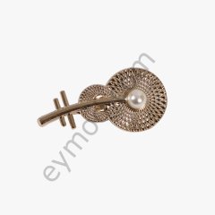 Gitar Görünümlü İncili Broş GOLD