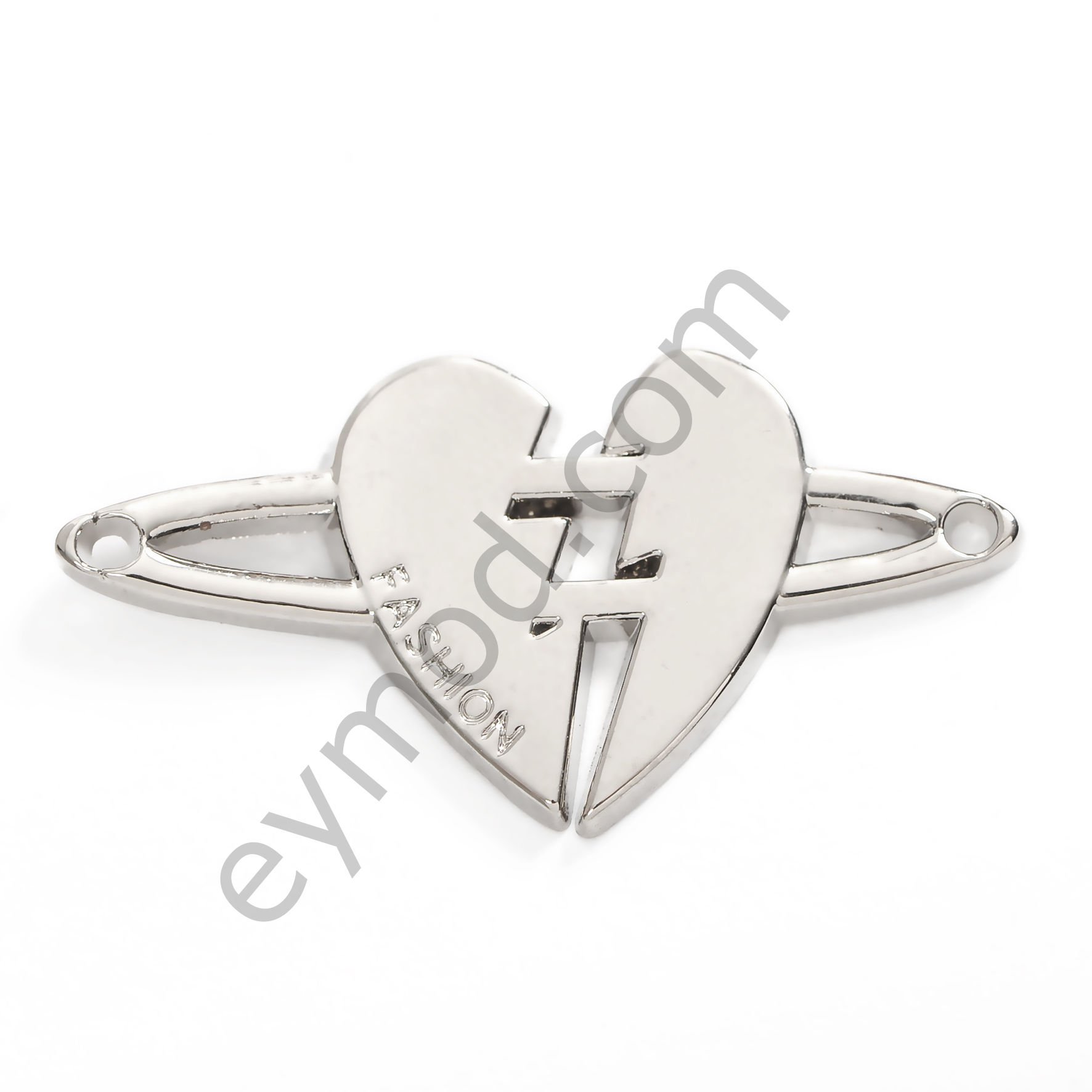 Fashion Yazılı Kalp Dikme Aksesuar NİKEL