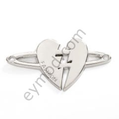 Fashion Yazılı Kalp Dikme Aksesuar NİKEL