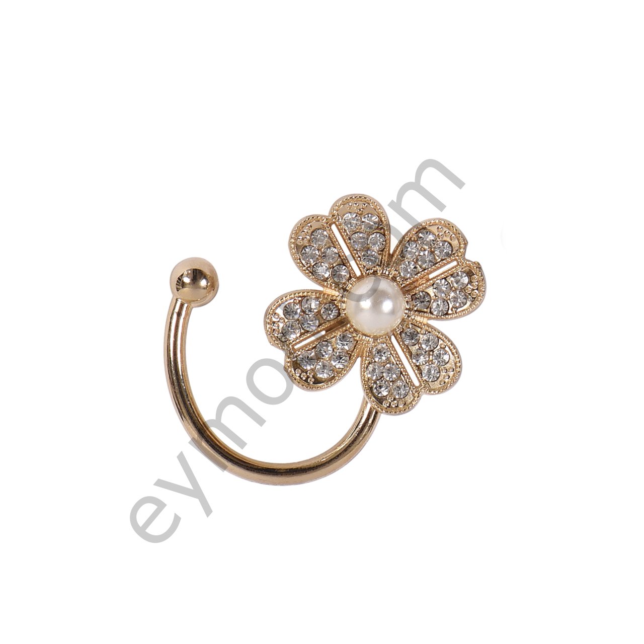 Taşlı Çiçekli Broş GOLD