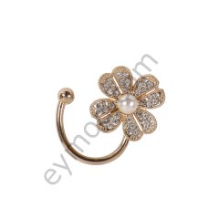 Taşlı Çiçekli Broş GOLD