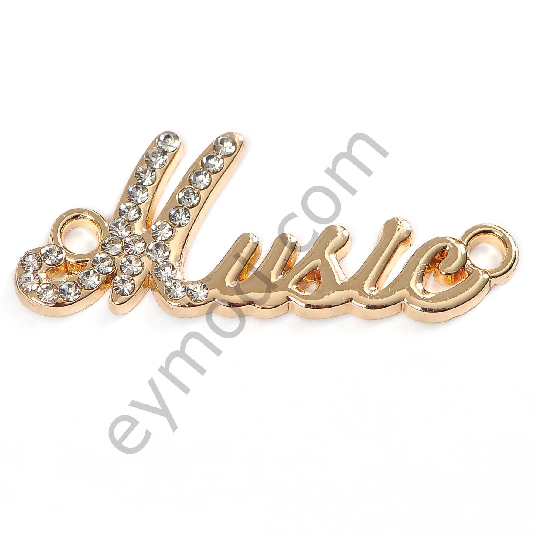 27 Taşlı Music Yazılı Dikme Aksesuar GOLD