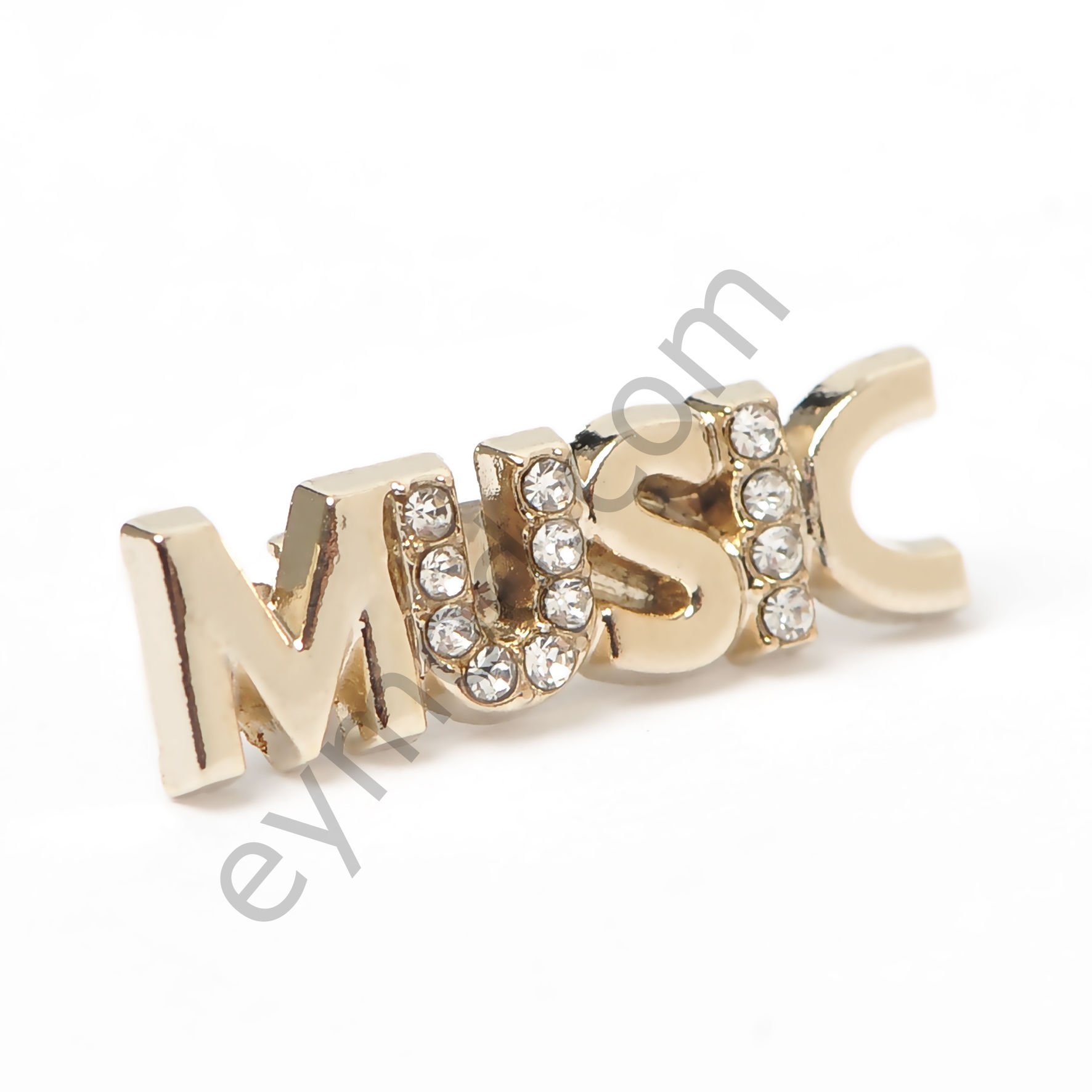 12 Taşlı Music Yazılı Broş Aksesuar GOLD