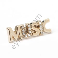 12 Taşlı Music Yazılı Broş Aksesuar GOLD