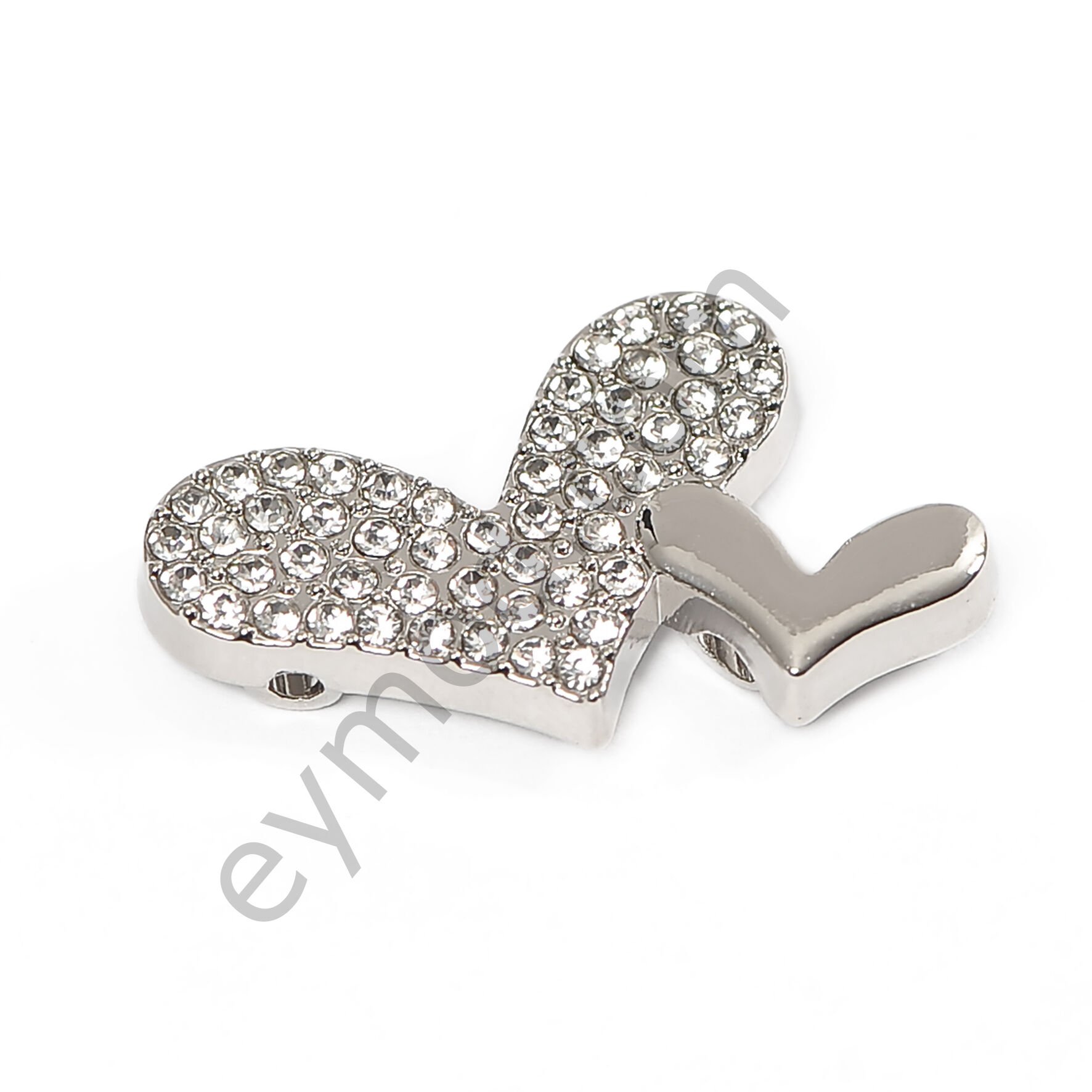 56 Taşlı 2 Kalp Dikme Aksesuar NİKEL
