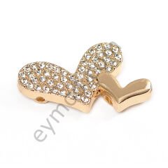 56 Taşlı 2 Kalp Dikme Aksesuar GOLD